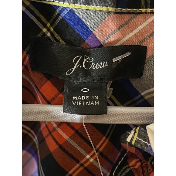 NWT J Crew Plaid Ruffle Mock Neck Tank Top Blouse Size 0 Red Holiday Tartan - Picture 3 of 4